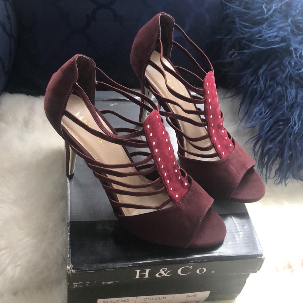 H & Co. size 9 maroon with gold heels